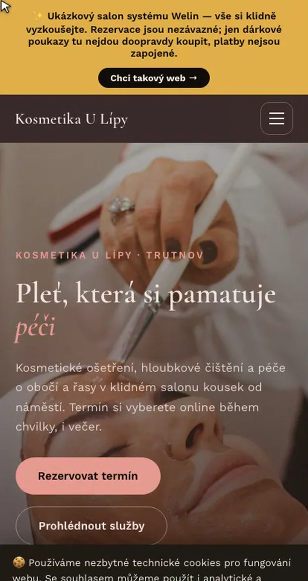 Web salonu na mobilu